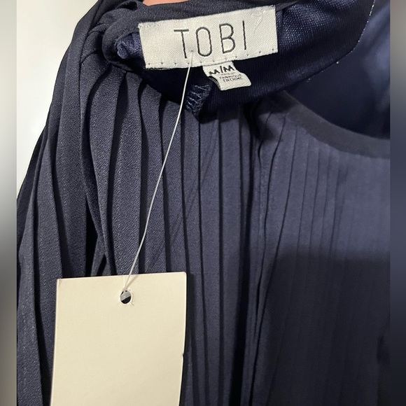NWT Medium Tobi Kiss Me Hello Babydoll Navy Pleated Mini Dress - Picture 8 of 12